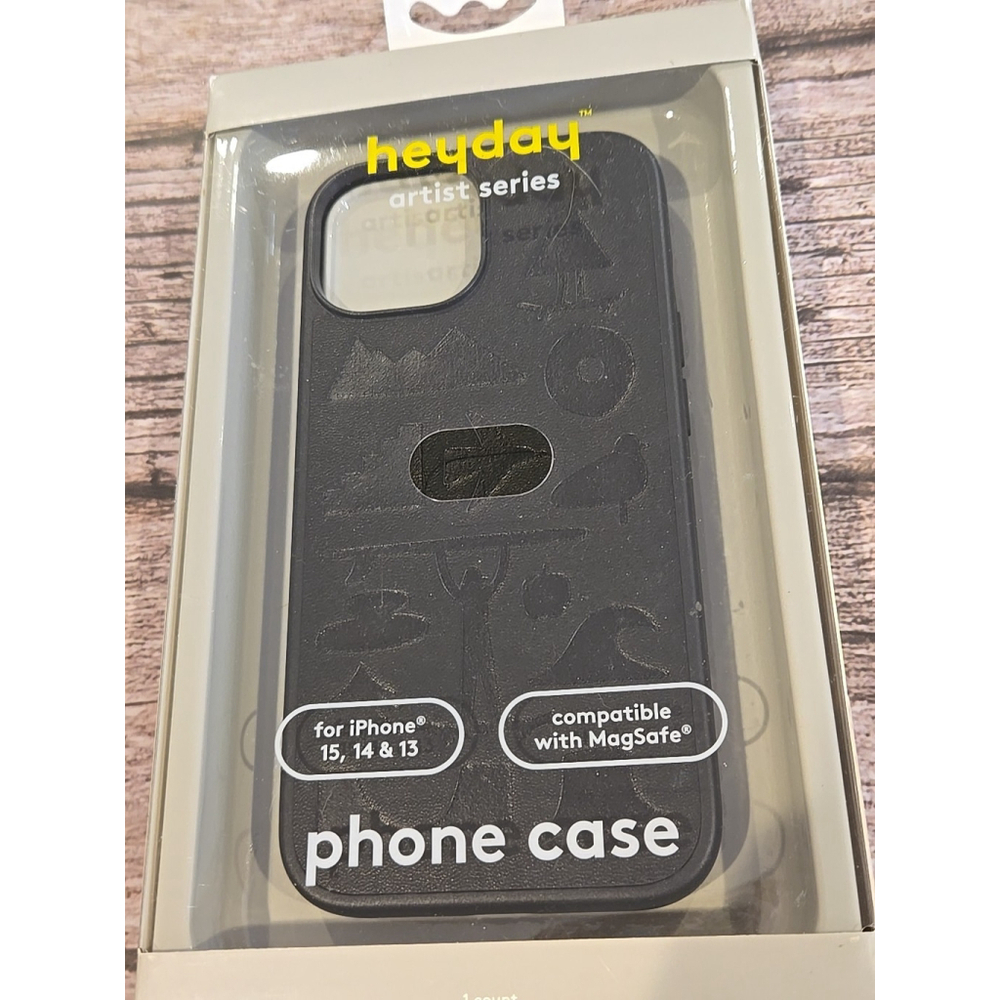 Heyday MagSafe Case For iPhone 15/14/13 Black Faux Leather Keiji Ishida(194)